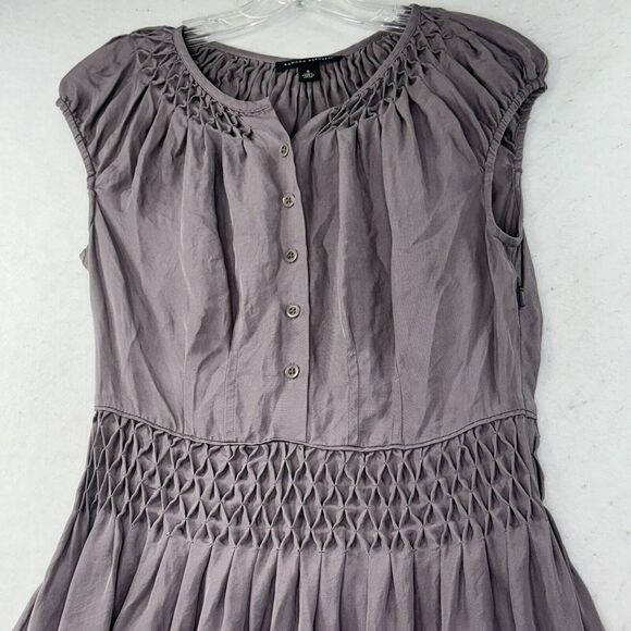 Banana Republic 100% Silk Hand Smocked Lavender Dress Women’s Size 4 Fairy - Picture 12 of 12